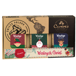 Zestaw Świąteczny Caveres WESOŁYCH ŚWIĄT na BOŻE NARODZENIE Kawa ziarnista