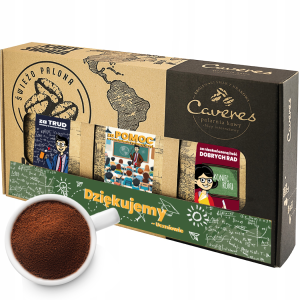 Zestaw prezentowy dla nauczyciela KONIEC ROKU SZKOLNEGO Brazylia 50% Arabica 50% Robusta Kawa mielona 750G